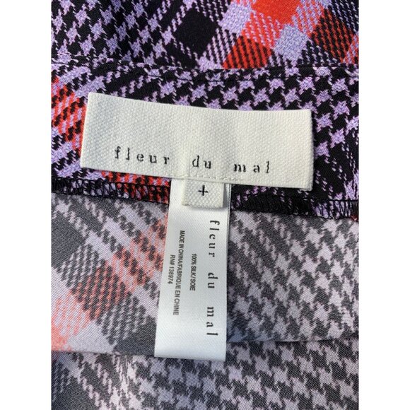 Fleur Du Mal Tanzanite Sz 4 check Midi Slip Skirt With Side Slit Silk New 8304 - Picture 9 of 14